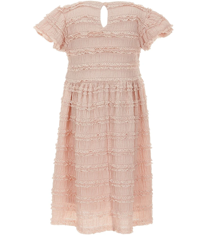 Bonnie Jean Little Girls Puff Sleeve Ruffled Lace Knit Dress