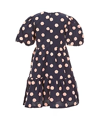 Bonnie Jean Little Girls Puffed Sleeve Dotted Tufted Woven Fit-And-Flare Dress