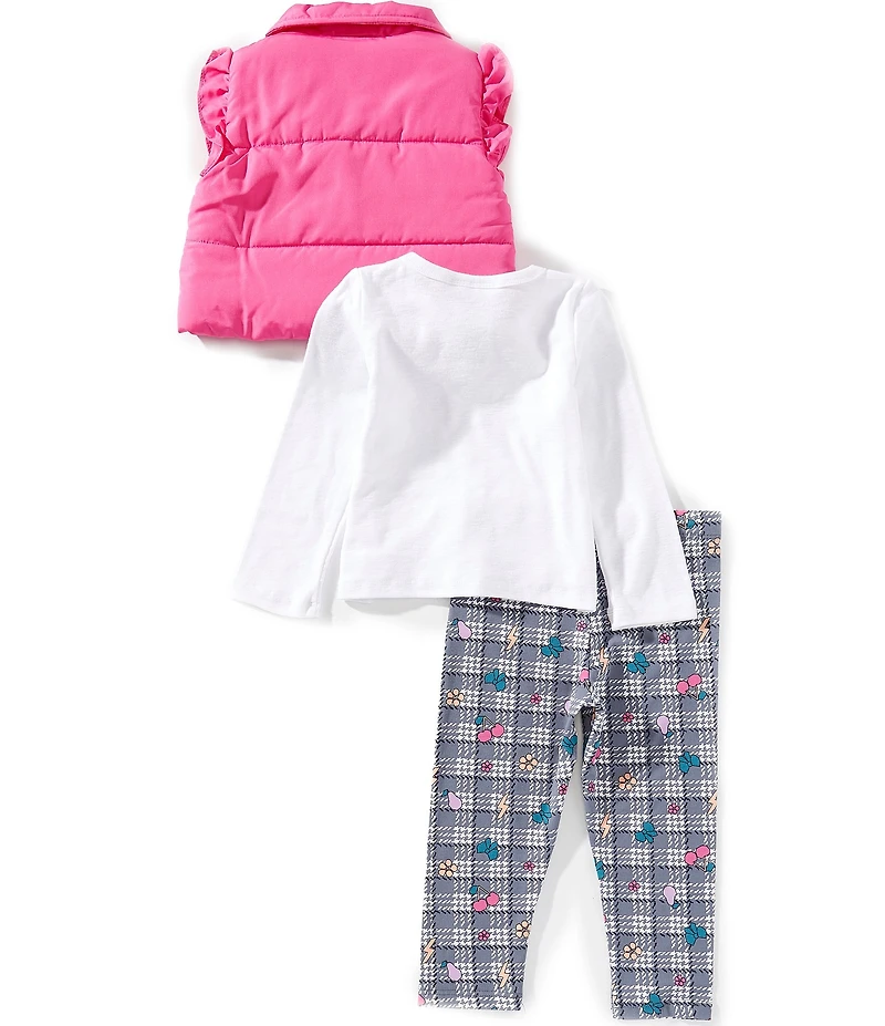 Bonnie Jean Little Girls Puffer Vest, Long-Sleeve Top & Houndstooth-Printed Leggings Set