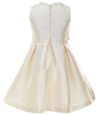 Bonnie Jean Little Girls Sleeveless Bow Waist Accent & Faux Pearl Trim Mikado Dress