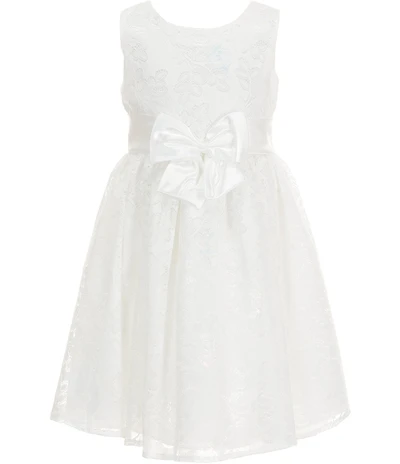 Bonnie Jean Little Girls Sleeveless Lace Bow Waist Pleated Dress