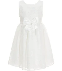 Bonnie Jean Little Girls Sleeveless Lace Bow Waist Pleated Dress