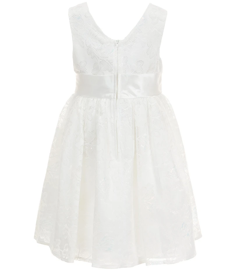 Bonnie Jean Little Girls Sleeveless Lace Bow Waist Pleated Dress