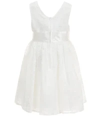 Bonnie Jean Little Girls Sleeveless Lace Bow Waist Pleated Dress