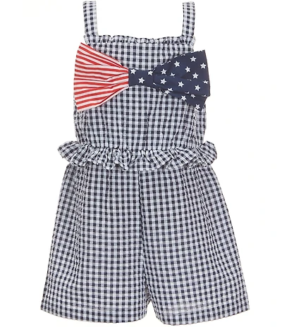 Bonnie Jean Little Girls Sleeveless Checked Americana Seersucker Romper