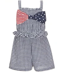 Bonnie Jean Little Girls Sleeveless Checked Americana Seersucker Romper