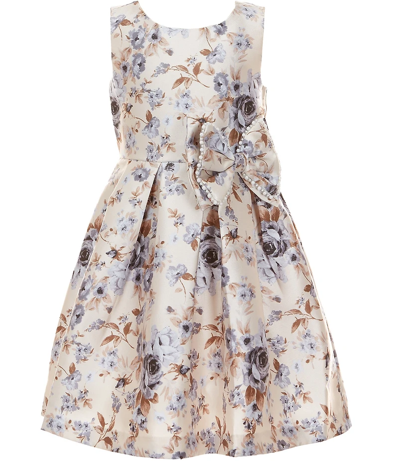 Bonnie Jean Little Girls Sleeveless Floral Mikado Dress