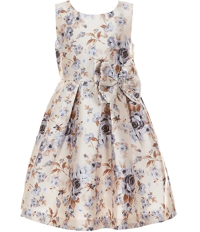 Bonnie Jean Little Girls Sleeveless Floral Mikado Dress