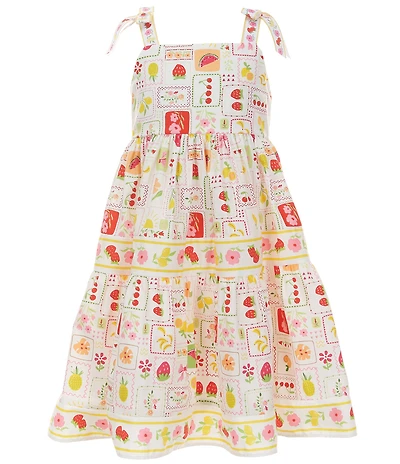 Bonnie Jean Little Girls Sleeveless Fruit/Floral Tile-Printed Dress