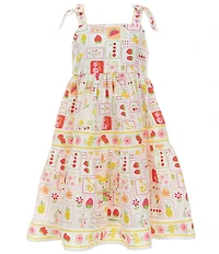 Bonnie Jean Little Girls Sleeveless Fruit/Floral Tile-Printed Dress