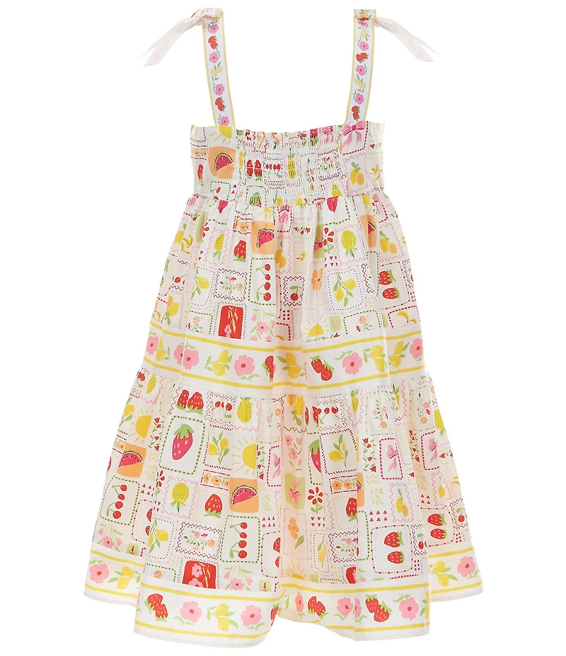Bonnie Jean Little Girls Sleeveless Fruit/Floral Tile-Printed Dress