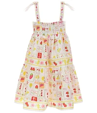 Bonnie Jean Little Girls Sleeveless Fruit/Floral Tile-Printed Dress