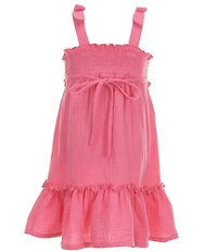 Bonnie Jean Little Girls Sleeveless Geometric Crocheted Pattern Bodice Gauze Skirted Dress