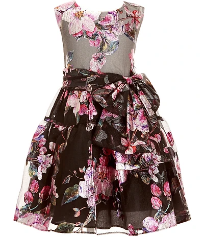 Bonnie Jean Little Girls Sleeveless Metallic Floral Burnout Fit-And-Flare Dress