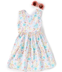 Bonnie Jean Little Girls Sleeveless Sea Motif Print Shell Applique Back A Line Dress