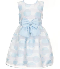 Bonnie Jean Little Girls Sleeveless Shadow-Stripe/Polka-Dot Burnout Fit-And-Flare Dress
