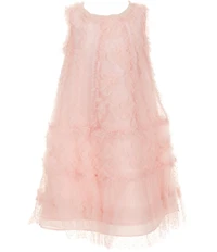 Bonnie Jean Little Girls Sleeveless Soutache-Embroidered/Flocked-Dot Shift Dress