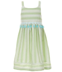 Bonnie Jean Little Girls Sleeveless Striped Linen-Look Float Dress