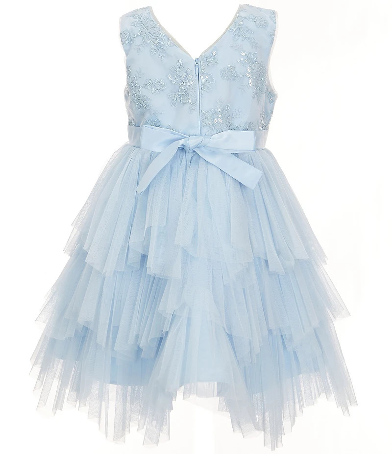 Bonnie Jean Little Girls Sleeveless Tonal-Sequin-Embellished/Floral-Embroidered/Mesh-Skirted Fit-And-Flare Dress