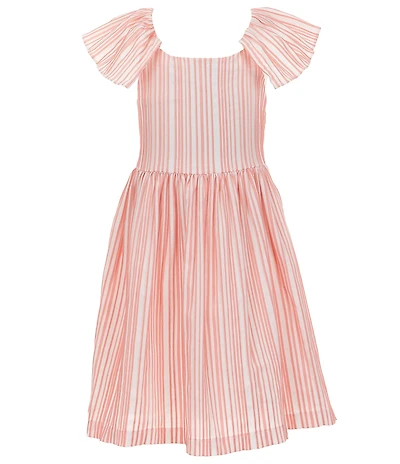 Bonnie Jean Little Girls Striped Flutter Sleeve Open Tie-Back Dress