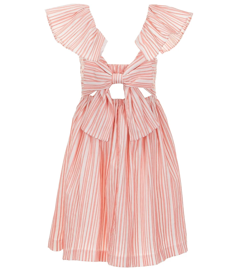 Bonnie Jean Little Girls Striped Flutter Sleeve Open Tie-Back Dress