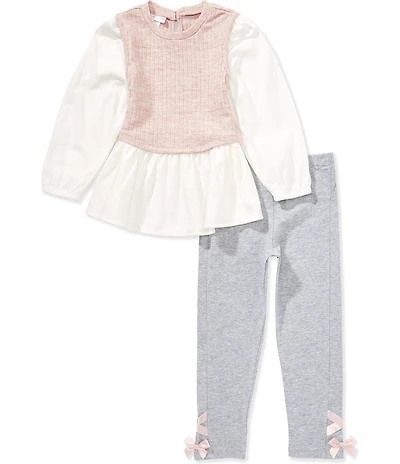 Bonnie Jean Little Girls Two-Fer Vested Top & Knit Leggings Set