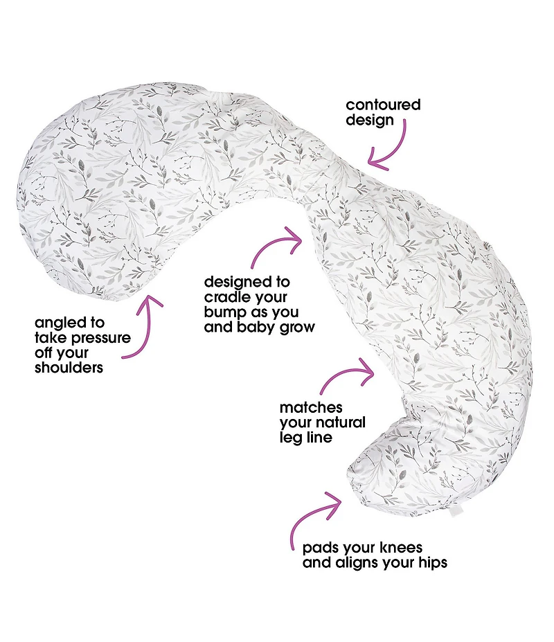 Boppy Total Body Pregnancy Pillow - Gray Scattered Leaves