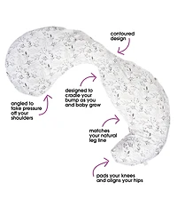 Boppy Total Body Pregnancy Pillow - Gray Scattered Leaves