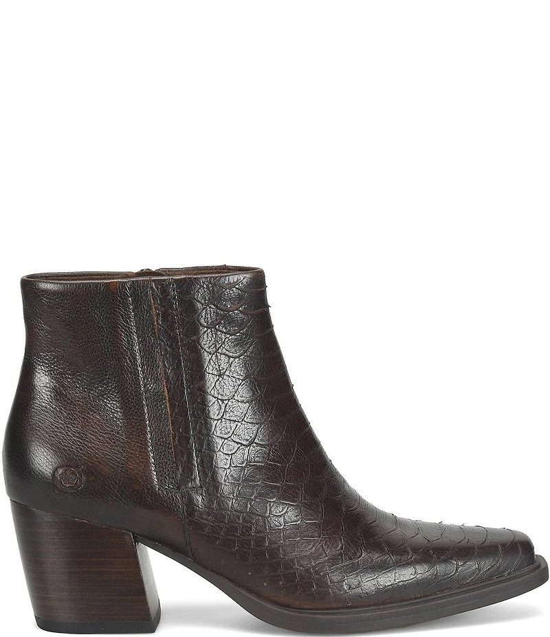 Born Aiken Snake Embossed Leather Booties