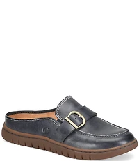 Born Alora Leather Buckle Strap Loafer Mules