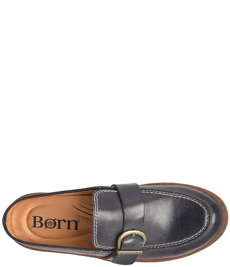 Born Alora Leather Buckle Strap Loafer Mules