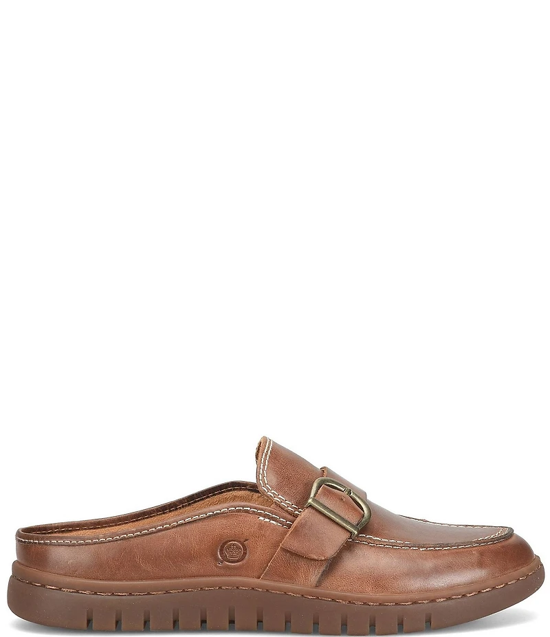 Born Alora Leather Buckle Strap Loafer Mules