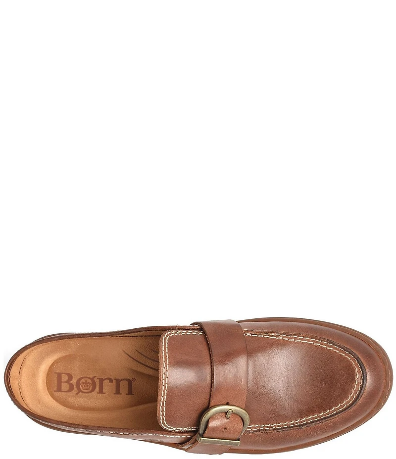 Born Alora Leather Buckle Strap Loafer Mules