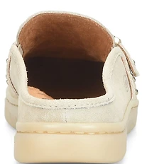 Born Alora Metallic Leather Studded Buckle Strap Loafer Mules