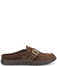 Born Alora Suede Studded Buckle Strap Loafer Mules