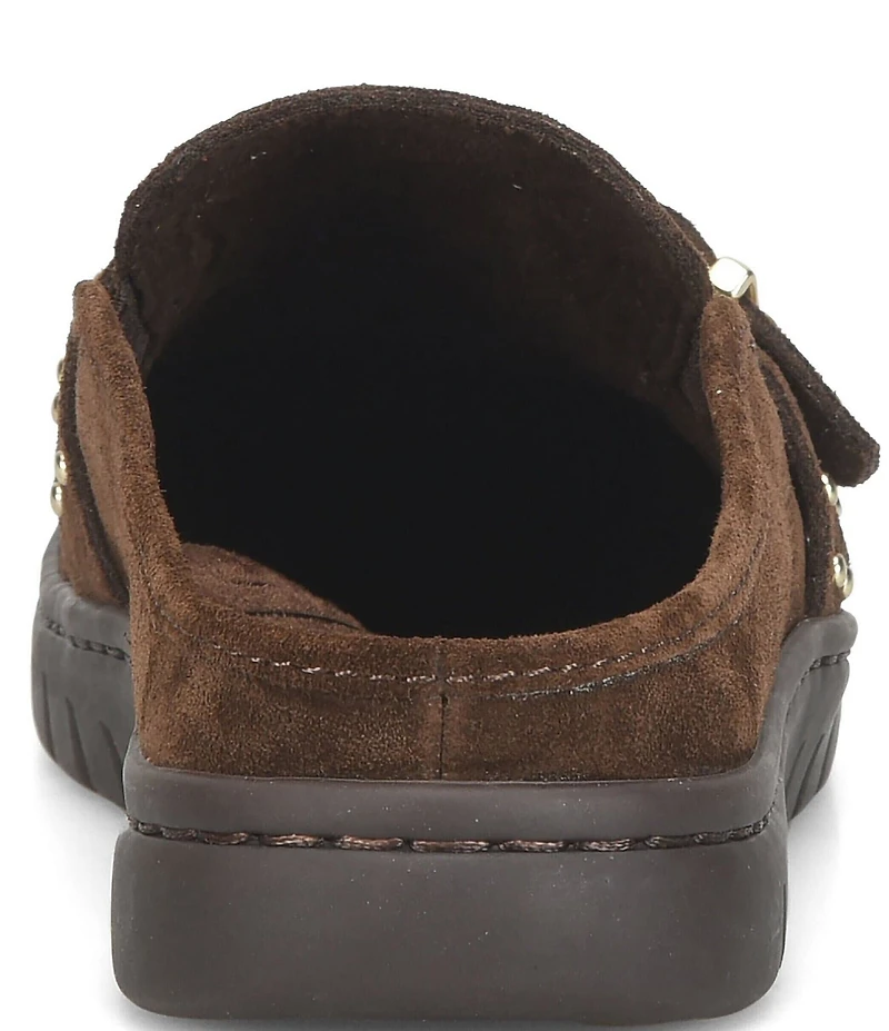 Born Alora Suede Studded Buckle Strap Loafer Mules