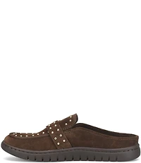 Born Alora Suede Studded Buckle Strap Loafer Mules