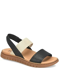 Born Amabel Leather and Elastic Slingback Sandals