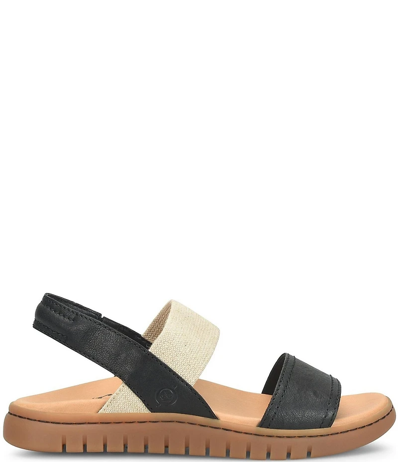 Born Amabel Leather and Elastic Slingback Sandals