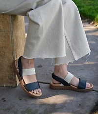 Born Amabel Leather and Elastic Slingback Sandals