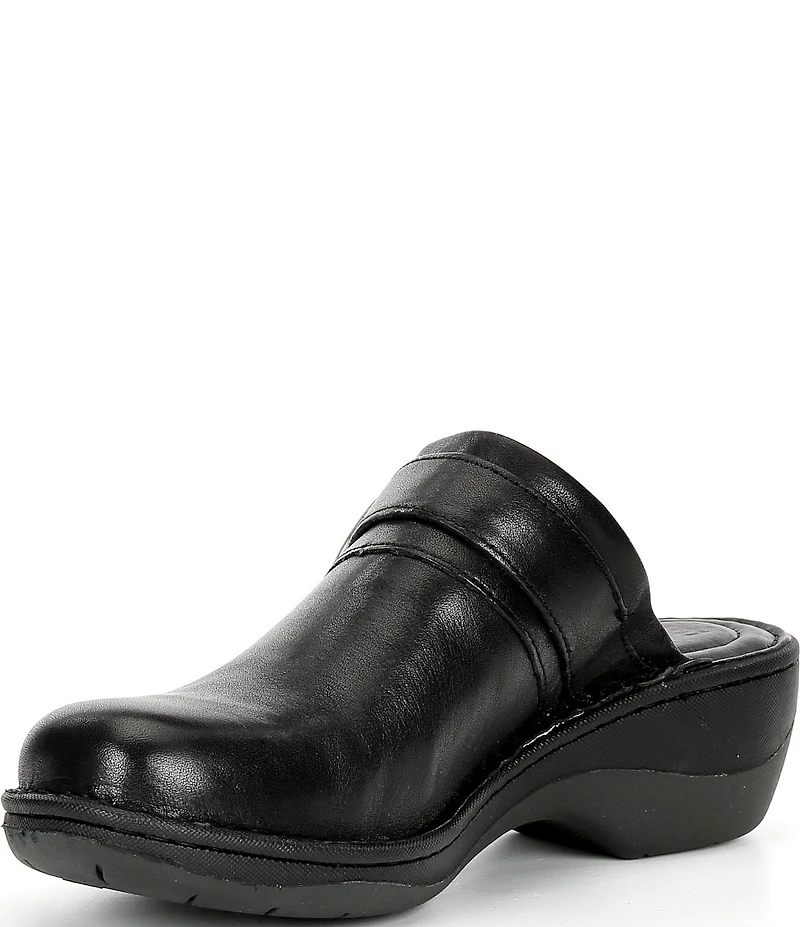 Born Avoca Leather Buckle Hardware Clogs