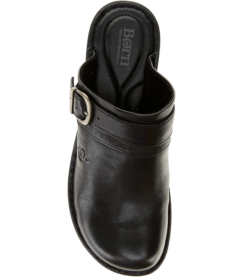 Born Avoca Leather Buckle Hardware Clogs