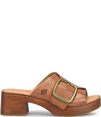 Born Bangle Leather Buckle Platform Slide Sandals