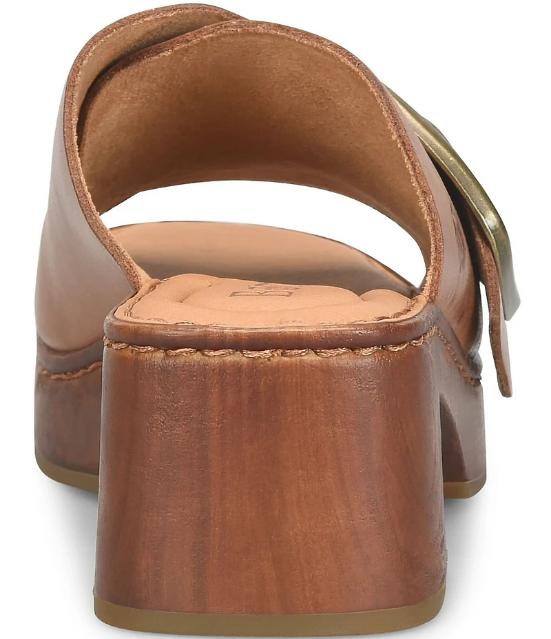 Born Bangle Leather Buckle Platform Slide Sandals