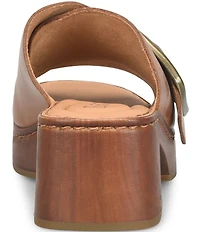 Born Bangle Leather Buckle Platform Slide Sandals