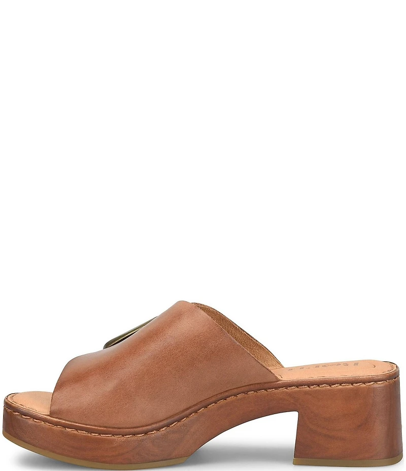 Born Bangle Leather Buckle Platform Slide Sandals