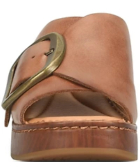 Born Bangle Leather Buckle Platform Slide Sandals