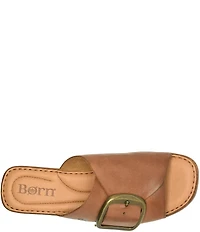 Born Bangle Leather Buckle Platform Slide Sandals