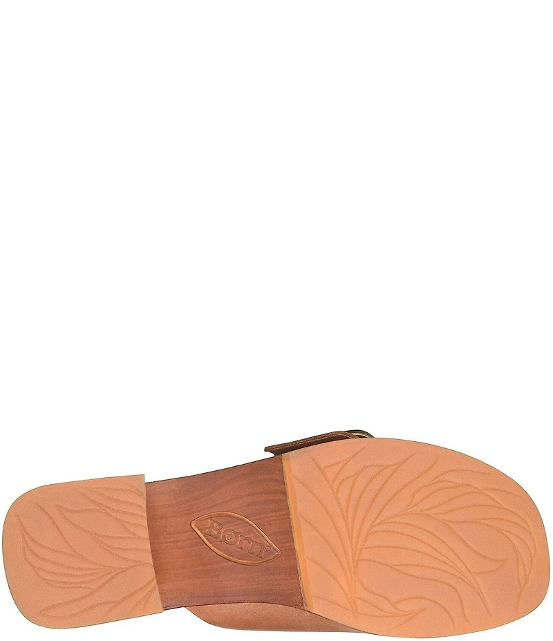 Born Bangle Leather Buckle Platform Slide Sandals