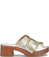 Born Bangle Leather Buckle Platform Slide Sandals